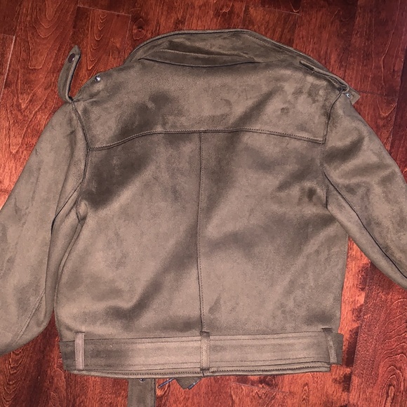 ZARA Basic Outerwear Collection - Suede Moto Jacket in Brown SIZE SMALL! - Picture 3 of 5
